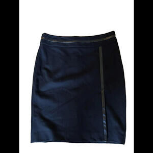 💃🖤CACHE Women’s Black Skirt With Leather Trim Size 4 Zipper